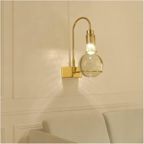 Lámpara de pared Lámpara de pared minimalista con bola de cristal, soporte dorado, base LED, aplique de pared, aplique de pared de cristal,Luminaria