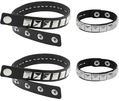 SAIIURV 4 Piezas Collar de Cuero Negro Tachuelas Pulsera Cuello Gargantilla Punk Mujer Hombre Collar Gótico Accesorios Punk Rock Emo para Fiestas Halloween Carnaval (4 Piezas)