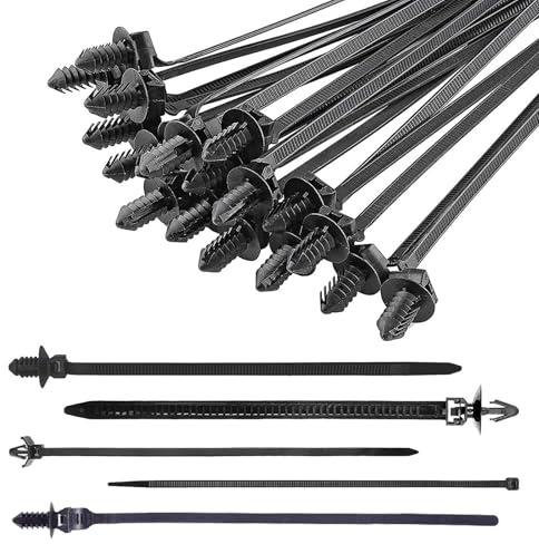 Bridas de cremallera de montaje a presión – 160 clips de alambre de nailon para coche, sujetadores de montaje a presión, herramienta de gestión de cables, organizador de coche y con construcción
