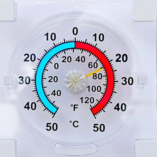 Dial / analogue stick on Window thermometer - read outside temperature from inside house -60 to +120 Fahrenheit and -50 to +50 Centigrade
