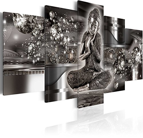 Cuadros B&D XXL - Cuadro de cristal acrílico Buda Zen Spa 200x100 cm Impresión de 5 Piezas Pintura sobre Vidrio Imagen Gráfica Decoracion de Pared h-A-0053-k-p