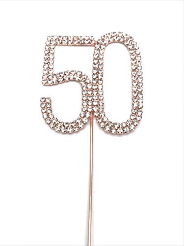 World of Sparkles 6cm Cake Toppers with Silver Diamante Rhinestones Diamonds and Rose Gold Base for Anniversary, Birthday Kids Children Adults Party