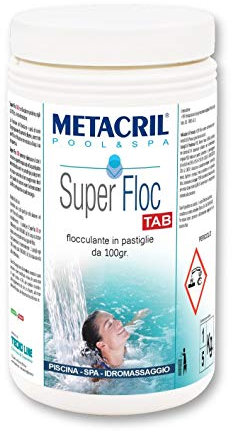 Metacril Super FLOC Tab 1 kg Flocculante e Chiarificante per Acqua di Piscina in pastiglie da 100gr a lenta dissoluzione - SPEDIZIONE IMMEDIATA