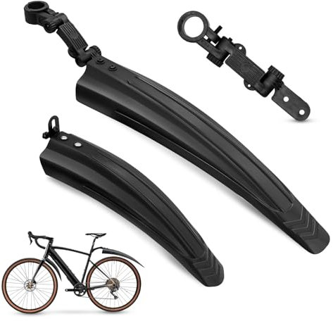 Vockvic Fahrrad Schutzblech Set, Verstellbarer Fahrradschutzblech Fahrradzubehör Vorne Hinterrad Schutzblech Spritzschutz MTB Steckschutzblech Kotflügel für Mountainbike Rennrad (Schwarz)