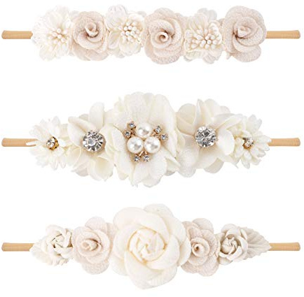 BFNAAgirl Baby Girl Floral Headband Nylon Flower Crown Elastic Hairband 3pcs Hair Accessories Gift for Girls (30#)