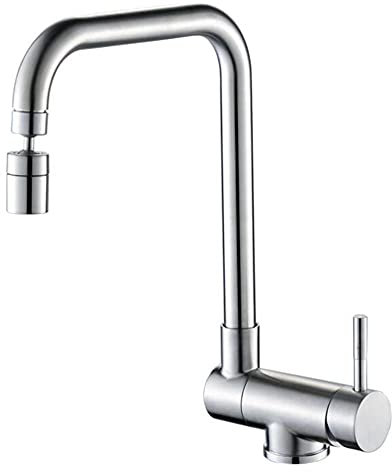 Wasserhahn Küche Klappbar vor Fenster, Küchenarmatur 360° Schwenkbar Edelstahl Warm und Kalt Single Loch Mischbatterie Küche Gebürstet-A