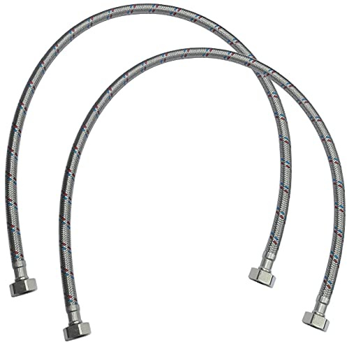 Aerzetix – C50985 – uppsättning med 2 – flexibel anslutningsslang – flexslang – 800 mm – 1/2 tum – kvinnlig – vattenkran hälsoblandare kök badrum sanitär