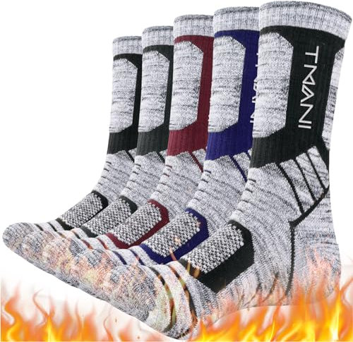 Tmani Herren Damen Dicke Socken Thermosocken 39-42 43-46 Warme Wintersocken Atmungsaktive Feuchtigkeitsableitende Gepolstert Antiblasen Polsterung Arbeitssocken Wandersocken 35-38 47-50 Sportsocken