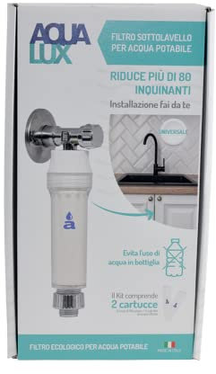 Aquasan Filtro Sottolavello AQUALUX Con Sistema Brevettato In Argento 999 Universale Sistema Filtrante Sottolavello Riduce Cloro, Torbidità, Sabbia, Ruggine, Calcare E Sedimenti Metallici