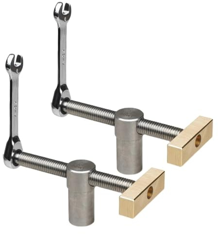 DDWT 2 Pack Bench Dog Clamp 3/4 Inch Dog Hole Clamp Woodworking Adjustable Workbench Stop Stainless Steel Brass (19mm)