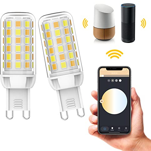 RuLEDne Lampadina LED G9 Smart Dimmerabile - Compatibile Con Alexa, Echo, Google Home, SmartThings - 4W, 350 Lumen - Sostituzione Alogena - Controllo Vocale WiFi - Illuminazione Intelligente