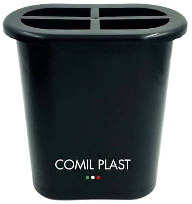 Comil Plast | Portafiori Interno in plastica per Vaso da cimitero Ovale Colore Nero | Larghezza 12 cm, Altezza 15 cm con ghiera in Plastica Inclusa