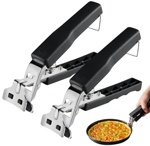2er Pack Pizzablechzange aus Edelstahl - Ofenzange mit Silikonschutz für Sicheres Greifen von Pizzablechen in Küchen, Restaurants und Pizzerien