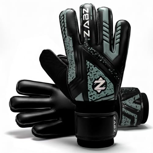 ZABZ Goalkeeper Gloves Non-slip Latex Material Soccer Goalie Football Goalkeeping Gloves Wrist Protection For Kids Youth and Adults (Grey, Size 4 suitable for 6 to 5 years old)