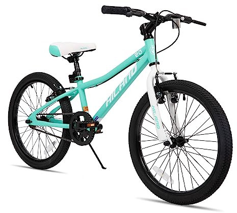 Hiland 20 Zoll Kinderfahrrad Jungen Mädchen, Mountainbike für 7 8 9 10 11 12 Jahre Kinder, V-Bremse Single Speed Mint Grün