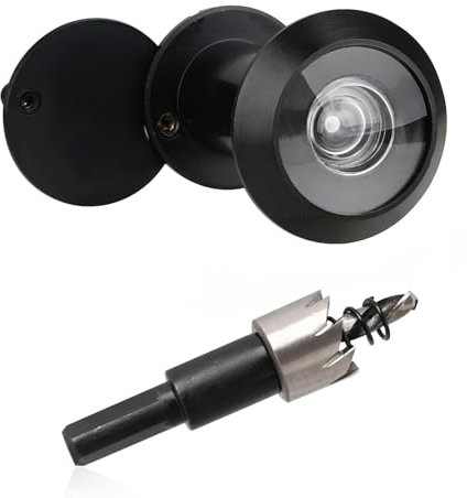 Judas de porte avec brise-vue 200° - Grand angle en acier inoxydable - Lentilles en verre optique - Trou de perçage de 16 mm de diamètre - Avec foret - Longueur réglable - Pour portes de 35 à 60 mm