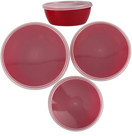 COLLBATH Set Di 4 Ciotole Per Insalata in Plastica Con Coperchi Ciotole Impilabili Per Conservare E Mescolare Alimenti Frutta E Verdura