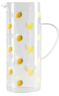 Homla AGRUME Pichet en verre transparent 1,6 l, motif citron, fraîcheur estivale pour boissons