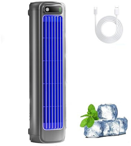 Cooling Ace Mini climatiseur portable silencieux avec 3 vitesses et écran tactile LED, chargement USB, petit ventilateur de bureau pour la maison, le bureau, la chambre, les voyages (blanc)