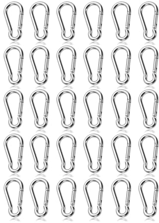 Nevoluxer 30 Piezas Mini Mosquetones (40mm) – Mosquetón Rápido Ligero hasta 15kg | Ideal para Mochila, Camping & Aire Libre