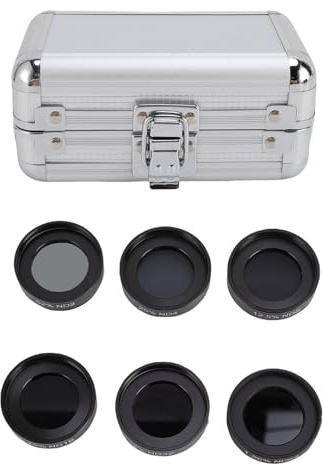 Akozon Kit Filtro Lunare a densità Neutra da 1,25 Pollici (6 pezzi) ND2 ND4 ND8 ND16 ND32 ND64 - Filtro Oculare del Telescopio Set con Custodia in Alluminio - Accessori per Telescopi