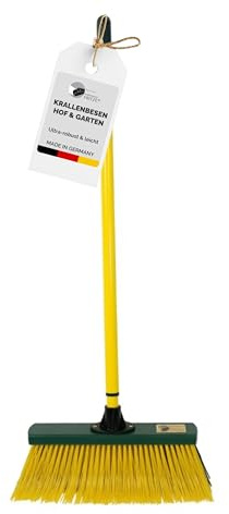 Fritze® Krallenbesen Hof & Garten 35 cm Kehrbreite mit Stiel – Abgewinkelte Borsten für Laub, Nadeln, Sand & unebene Böden – Ideal für Pflastersteine & Gartenwege – Premiumbesen – Made in Germany