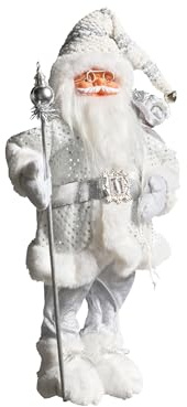Beliani Decorazione natalizia Babbo Natale Figura in piedi Argento