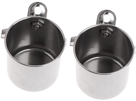 Ciieeo Comedero para Pájaros de Acero Inoxidable Grande Abrazadera Soporte para Comida de Loros y Contenedor de Alimentos para Jaulas 2 Piezas para Alimentación y Agua en Jaulas