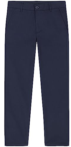 Nautica Boys' School Uniform Flat Front Twill Pant, Navy, 10 Slim