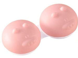 Kontaktlinsbehållare i djurdesign, söt blå elefant, söt rosa gris, rolig grå flodhäst/Q-fodral (rosa gris Piggy)