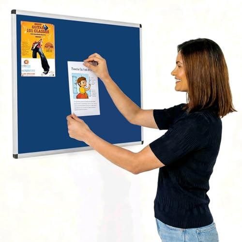 Wonderwall Budget Blue Felt Noticeboard, 90 x 60 cm, Aluminium Frame