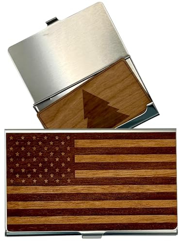 WUDN Handcrafted Business Card Holder Wallet For Men and Women | Holds Up to 20-25 B-Cards or 8-10 Credit Cards | Wooden & Stainless Business Card Case with Buckle Closure, Made in Idaho, USA.