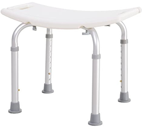 HOMCOM Siège de Douche réglable en Hauteur Tabouret de Douche Ergonomique Pieds antidérapants Charge Max. 136 Kg alu HDPE Blanc