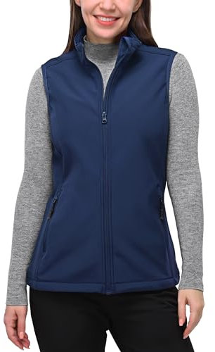 33,000ft Weste Damen Outdoor Leichte Softshell-Weste Ärmellose Jacke Winddichte Fleece Damenweste für Laufen Golf Wandern Blau 42