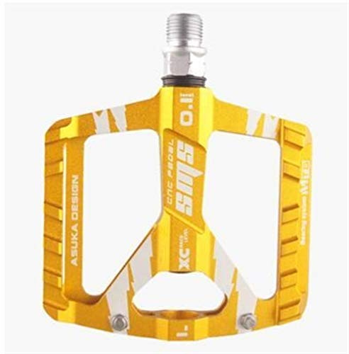 YGLONG Pedali Bici 1Pair Aviation Lega di Alluminio della Bici della Strada Pedali Ultralight MTB Pedale del Cuscinetto della Bicicletta Bike Parts Pedali MTB (Color : Gold)