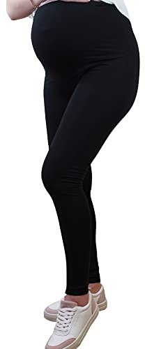 Mamatoto Maternity Leggings Soft Stretch Cotton Pregnancy Over Bump Adjustable Waist Black