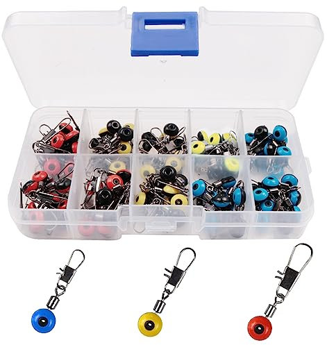 Cosswe Angeln Barrel Wirbel, 100stück Angeln Drehgelenk Wirbelsortiment Angeln Wirbel Angel-Zubehör Set Wirbelsortiment Angelwirbel mit Karabinerwirbel Angeln 3 Größe