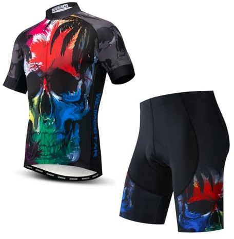 Herren-Fahrradtrikot-Set Fahrradbekleidung Sommer Kurzarm Radbekleidung, L