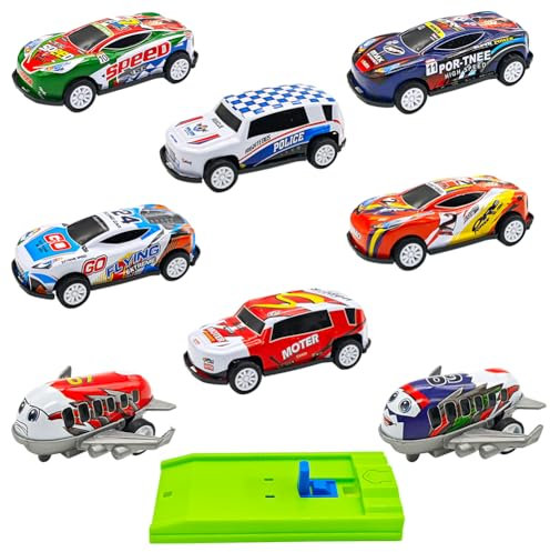 LEZYHIU Autos Spielzeug Set, Cars Spielzeug Zurückziehen Fahrzeuge, Lastwagen Kinder, Kinderidee Kleine Autos Toy, 8 Stück Mini Spielzeugauto, Geschenk für Jungen und Mädchen