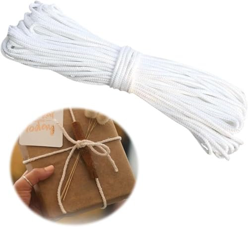 2mm Roman Blinds Cord, 20 Meters White Braided Cord Blinds Cord, Nylon Braided Cord Picture Frame Hanging Cord for Crafts, Blinds, Windows, Vertical Blinds Replacement