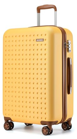 Kono Valise Moyenne 65cm 56L ABS+PC Léger et Résistant, Valise Soute Rigide à 4 roulettes Silencieuses 360° et Serrure TSA, Jaune