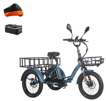 Fafrees Triciclo eléctrico F20 Mate, plegable, batería de 48 V, motor de 65 Nm, neumáticos de 20 pulgadas × 3,0, capacidad de carga de 180 kg, bicicleta eléctrica para personas mayores (con marco