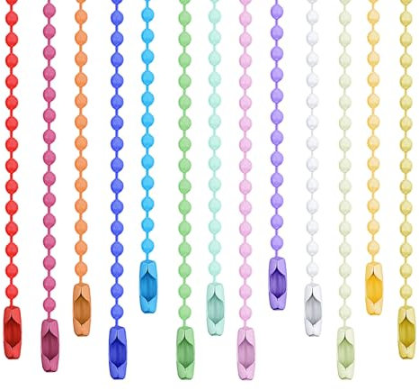 100 PCS Ball Bead Chain,3.74inch Mixed Color Ball Connector Clasp Keychain Metal Rings for Jewelry Making Steel Chain with Connector for Key Craft DIY