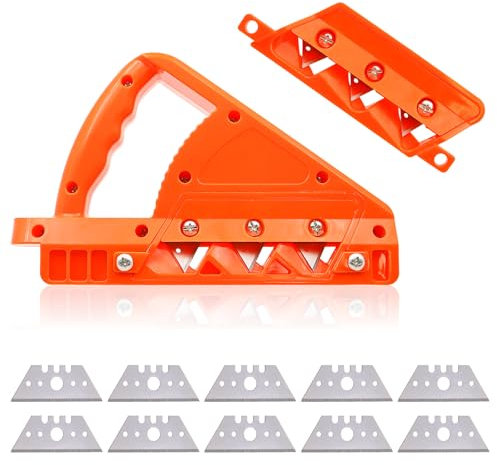 ZHIQIN Rabot Placo pour Plaque de Plâtre Polyvalent Rabot Placo a Main Araseur De Chant a 45° et 60° Outil De Coupe pour Plaques De Plâtre Plaques de Liège avec 10 Lames de Rechange