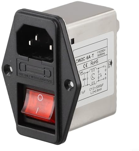 Iec Socket Series Power Safety Cw2bt Cw2ct tipo con interruptor de filtro de luz compacto de metal para supresión de ruido Shell Communicat (CW2C6AT)