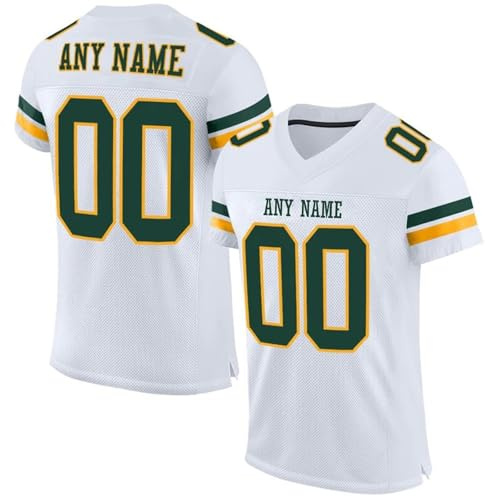 Camisetas Personalizadas de Fútbol Americano con Nombre y Número, Personalizar Camisetas para Hombres/Mujer, S-7XL Blanco