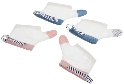 PACKOVE Guantes para Bebés de Nylon Lavables para Evitar Chupen los Dedos, 2 Pares Blancos Ideales para Infantes de 6 a 22.5kg