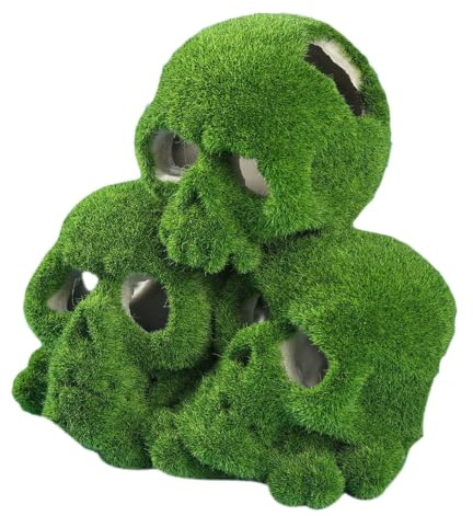 SECFOU Realistisk Mossbelagd Resin Reptil Gömställe med Reptil Ormtillflykt Terrariumdekoration och Gömställe för Ödlor och Amfibier