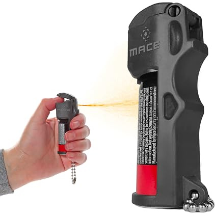 Mace Pepper Spray - Pocket Model, 0.42 oz, 10 Feet Range, Max Police Strength, Long Lasting UV Dye, Flip Top Safety Cap, Self Defense Pepper Spray for Women & Men - Black