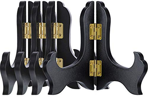 Tatuo 4 soportes de madera para platos (negro, 4 pulgadas)